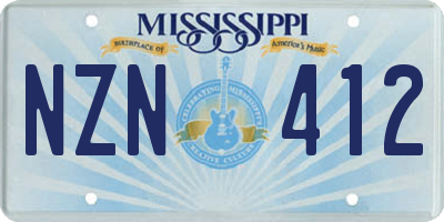 MS license plate NZN412