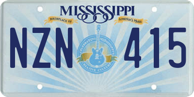 MS license plate NZN415