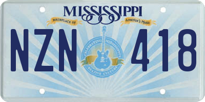 MS license plate NZN418