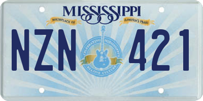MS license plate NZN421