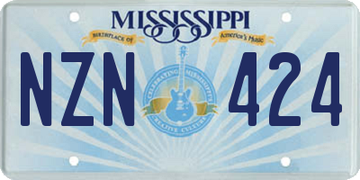 MS license plate NZN424
