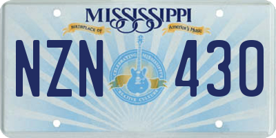 MS license plate NZN430