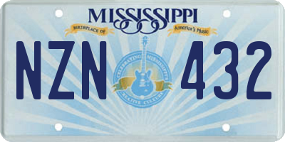 MS license plate NZN432