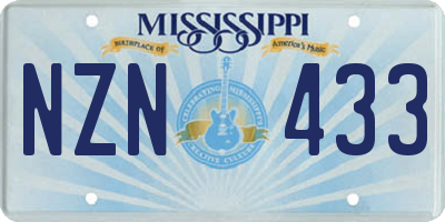 MS license plate NZN433