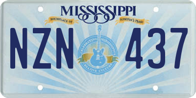 MS license plate NZN437