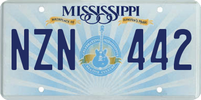 MS license plate NZN442