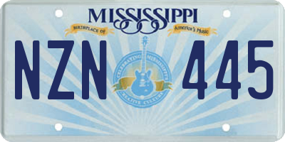 MS license plate NZN445