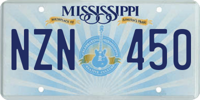 MS license plate NZN450