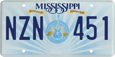 MS license plate NZN451