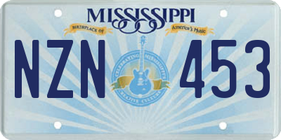MS license plate NZN453
