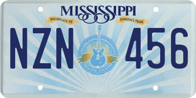 MS license plate NZN456