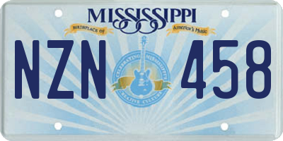 MS license plate NZN458