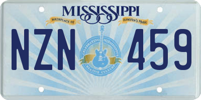 MS license plate NZN459