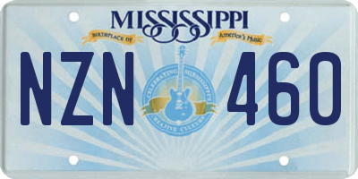 MS license plate NZN460