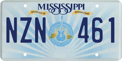 MS license plate NZN461