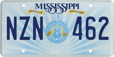 MS license plate NZN462