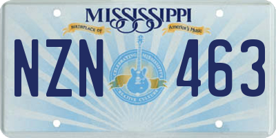 MS license plate NZN463