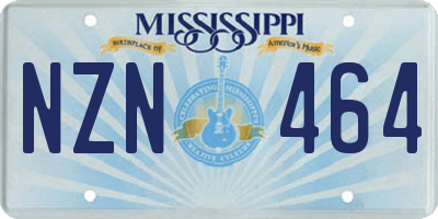 MS license plate NZN464