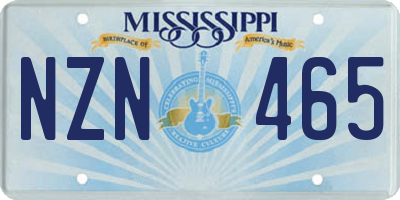 MS license plate NZN465