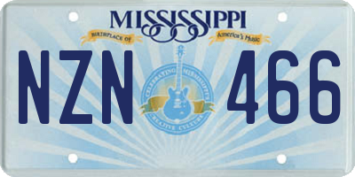 MS license plate NZN466