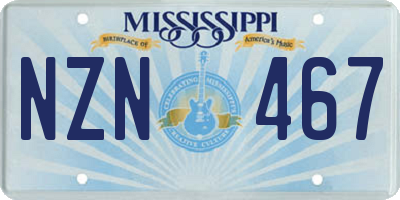 MS license plate NZN467