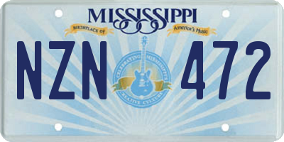 MS license plate NZN472