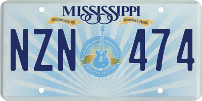 MS license plate NZN474