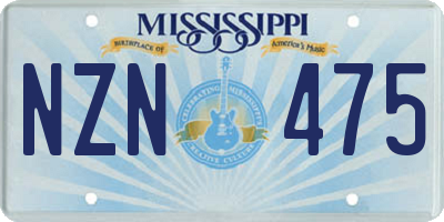 MS license plate NZN475