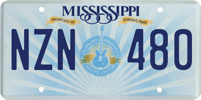 MS license plate NZN480