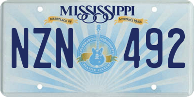 MS license plate NZN492