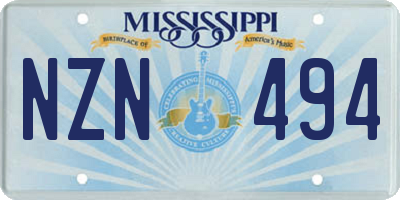 MS license plate NZN494
