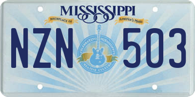 MS license plate NZN503