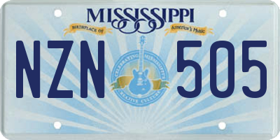 MS license plate NZN505