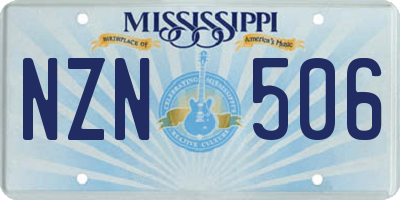 MS license plate NZN506