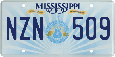 MS license plate NZN509