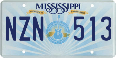 MS license plate NZN513