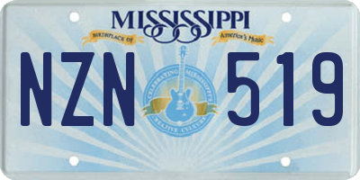 MS license plate NZN519