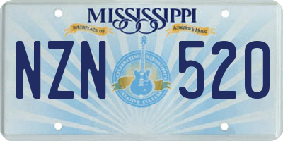 MS license plate NZN520