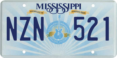 MS license plate NZN521