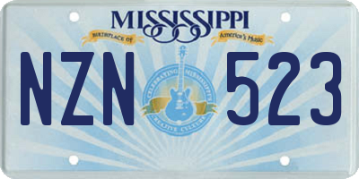 MS license plate NZN523