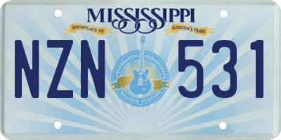 MS license plate NZN531