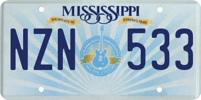 MS license plate NZN533