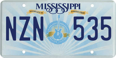MS license plate NZN535