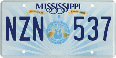 MS license plate NZN537