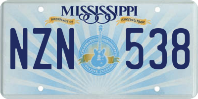 MS license plate NZN538