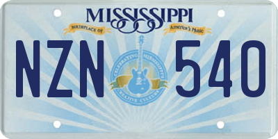 MS license plate NZN540