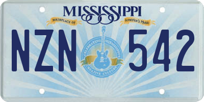 MS license plate NZN542