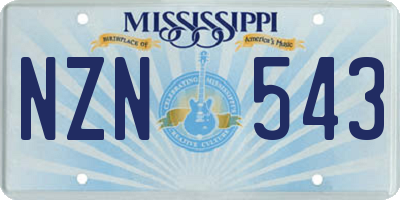 MS license plate NZN543