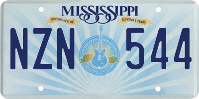 MS license plate NZN544