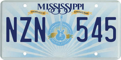 MS license plate NZN545
